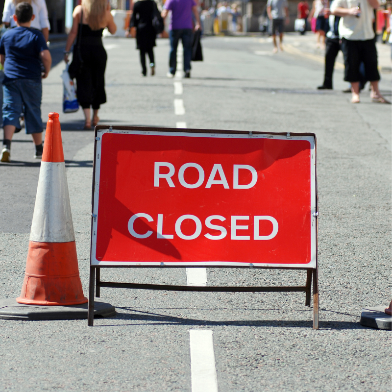 road closure sign