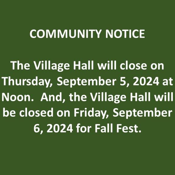 Village Hall Closed Fall Fest 2024
